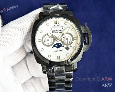 High Quality Replica PANERAI Luminor Black Steel Strap Different Colors Face Dial Black Stainless Steel Case Watch 44×12mm